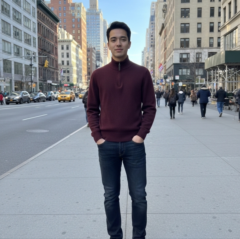 Christian Lacroix 100% Cashmere Quarter Zip Sweater Burgundy Maroon Men's Medium